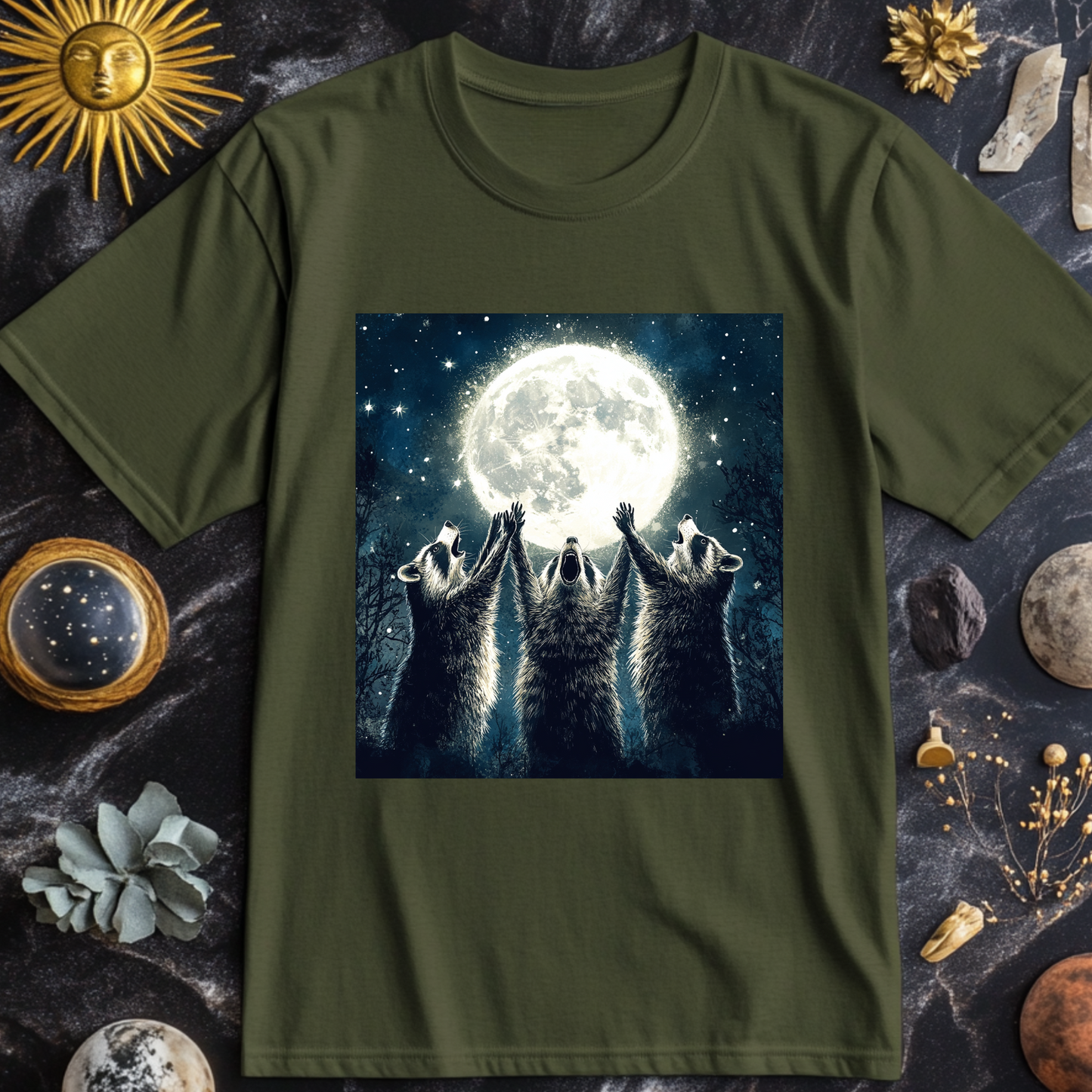 Racoons Praising The Moon T-Shirt